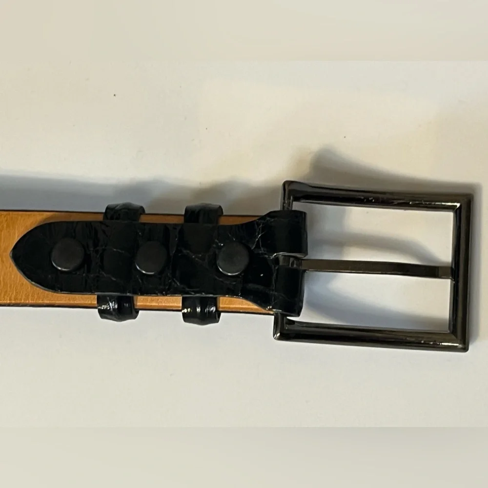 Crescent Belt Louisiana Select Wild Alligator Belt Sz 47 Black Louisiana‎ USA